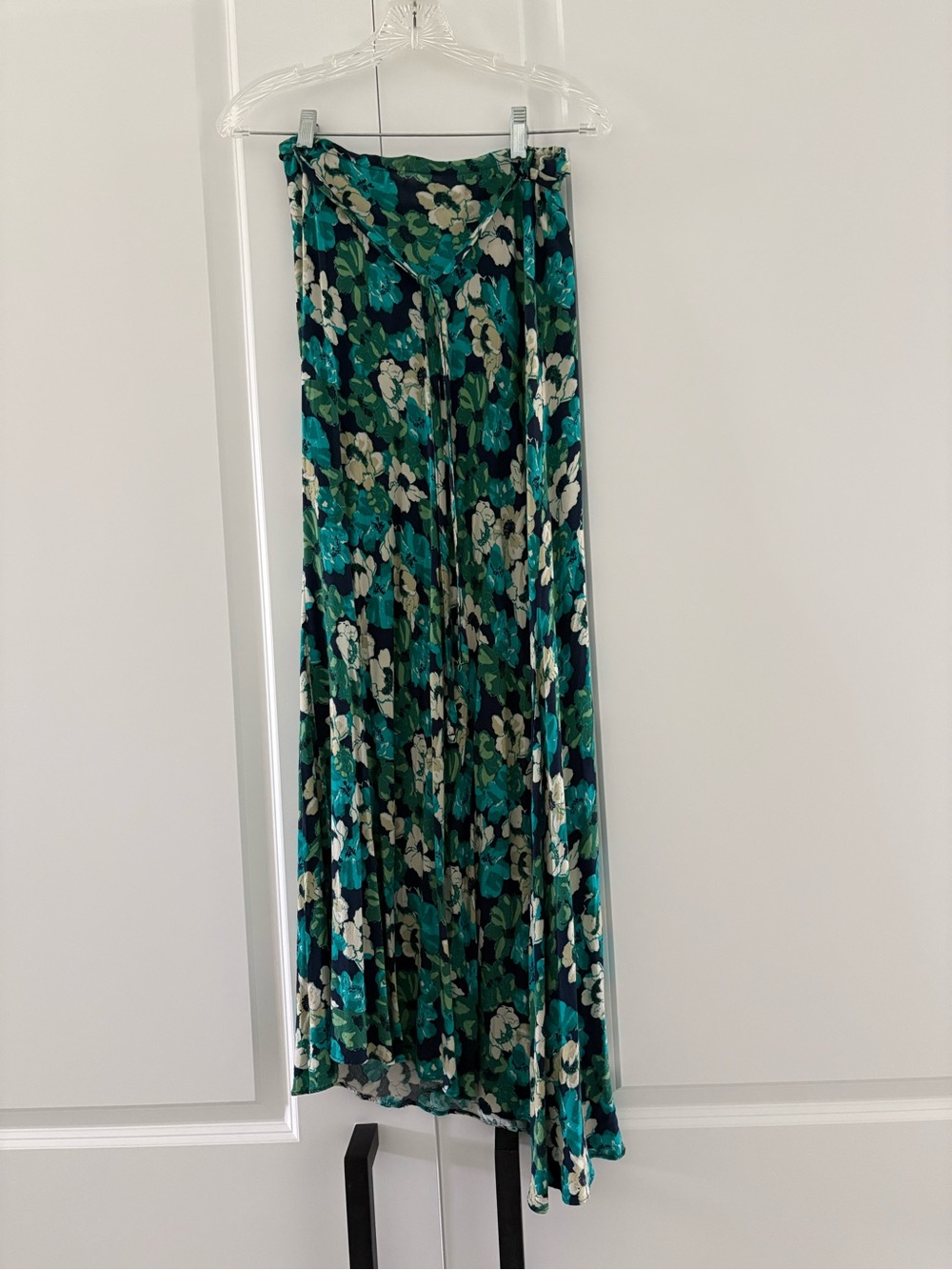 Floral Green Pleated Maxi Skirt - Women's